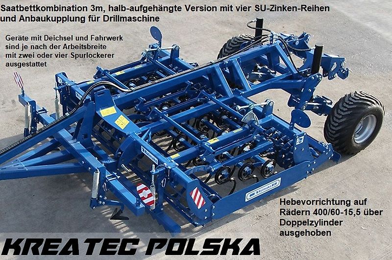 Rolmako Saatbettkombination kompakt U 684 mit Zinken SU, gehängte Version, Breiten von 2,5 m bis 6 m